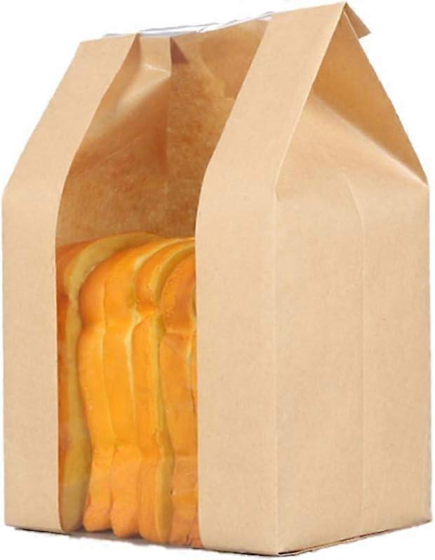 Packung mit 50 Papierbrot Laib Tüte Verpackung Lagerung Bäckerei Tasche mit Frontfenster