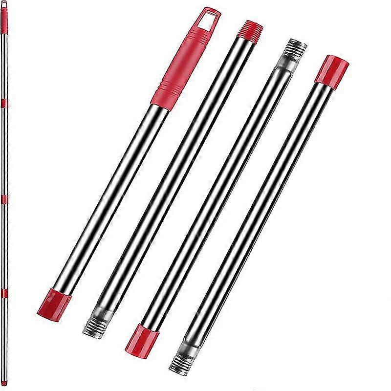 Rotary mop replacement handle mop replacement rod (wine red, 4 sections)