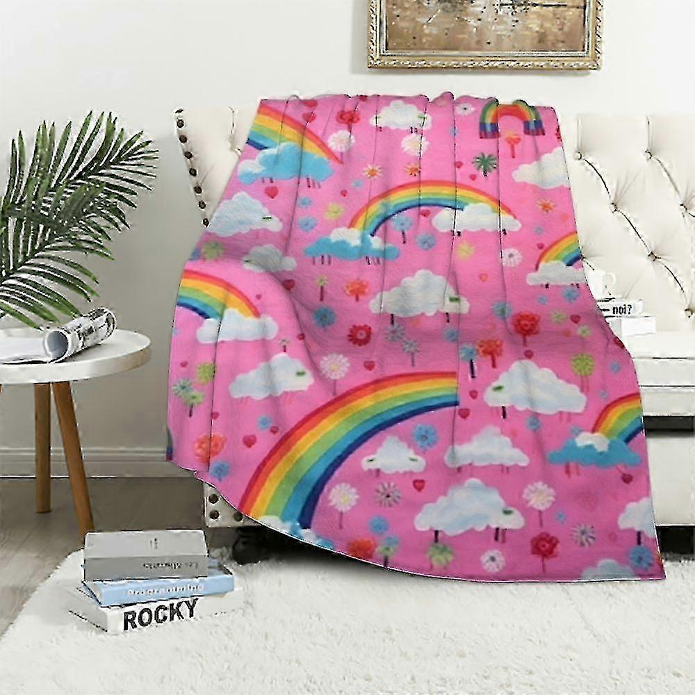 t212 Cobertor Unicórnios Cobertor Arco-Íris para Meninas, Presentes de Unicórnios para Meninas, Cobertor de Unicórnios Macios GSM para Aniversário, Cobertor Rosa para Meninas bn212