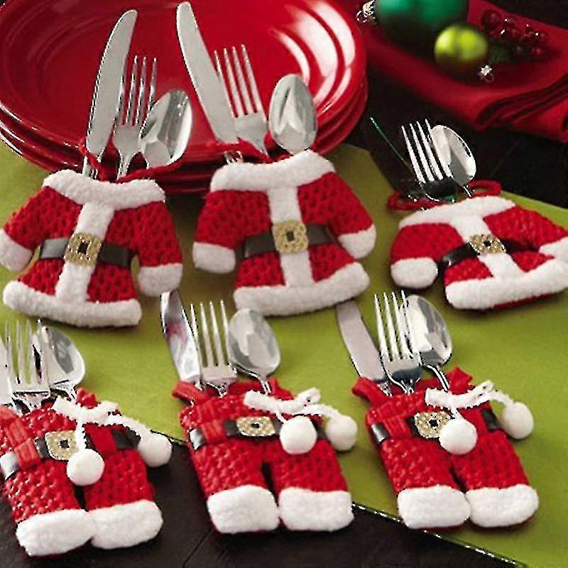 6x Santa Suit Cutlery H Tableware Silverware Bag Rats