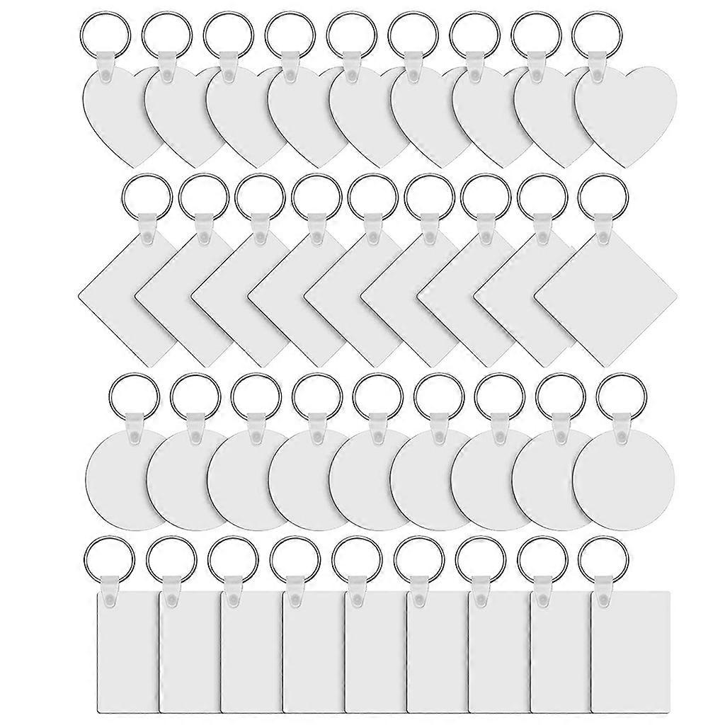  36Pcs Sublimation Heat Transfer Keychains  Double-Side Printed Jewelry Making