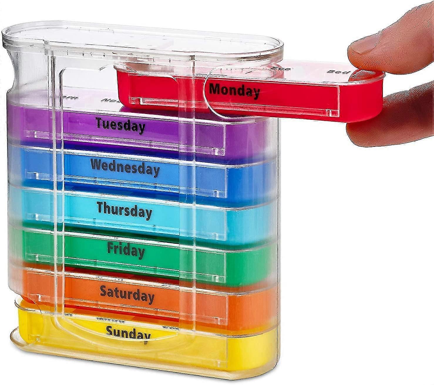 Weekly Pill Organizer, Four Times-a-day, With Stackable Am/pm Compartments