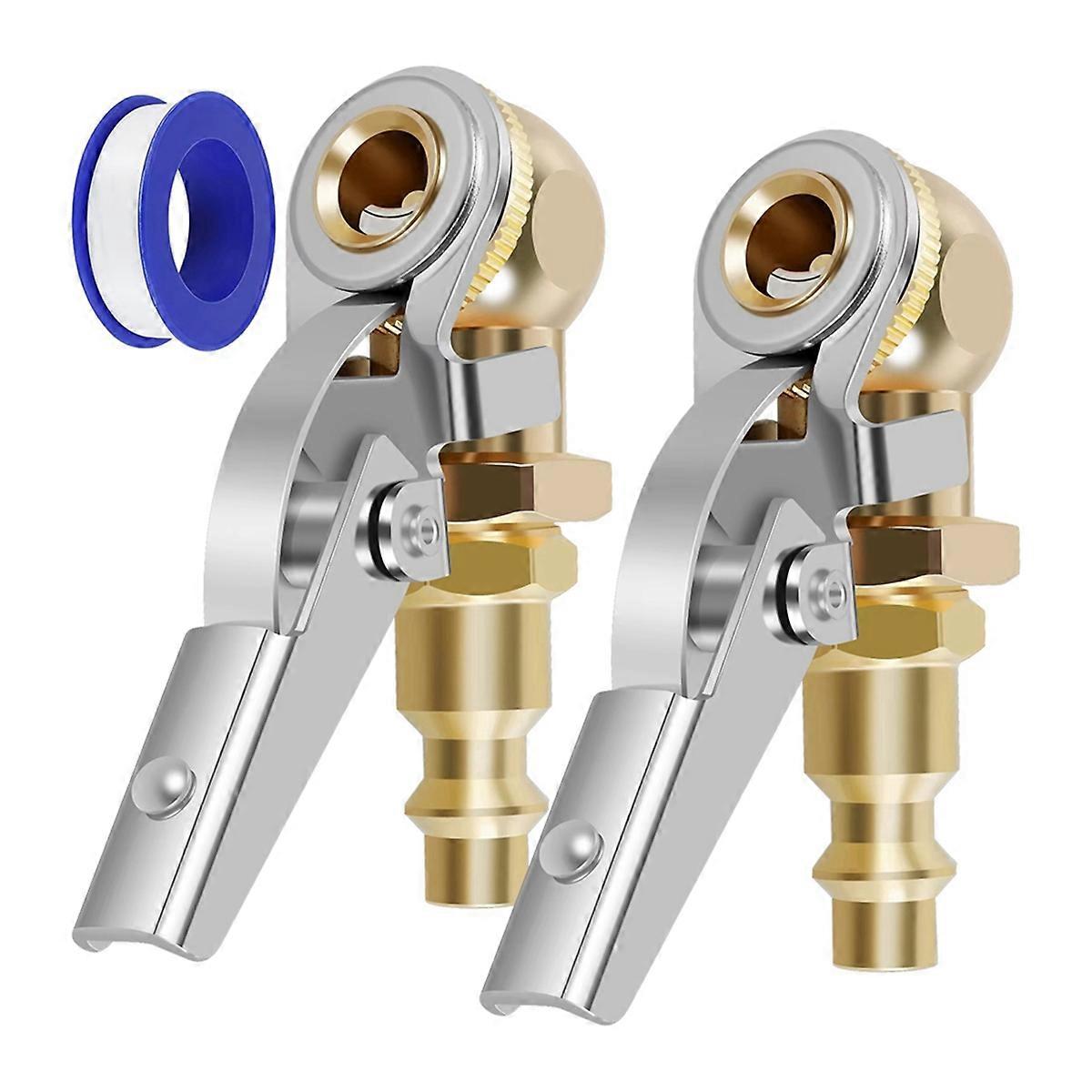 2pcs Closed Ball Tire 1/4 Inch FNPT Closed Flow Tire Inflator Air Car Tire Inflator Pump Valve Conn