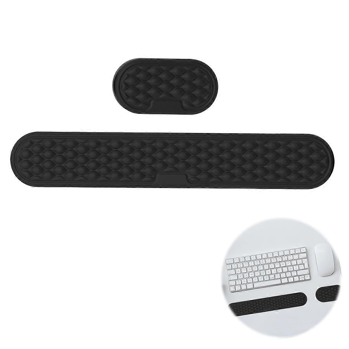 2 in 1 Computertastatur Handballenauflage rutschfester Schreibtisch Leder Tastatur Tablett Wasserwelle Memory Foam Langsamer Rückprall Handgelenk Schmerzen Ermüdung Linderung