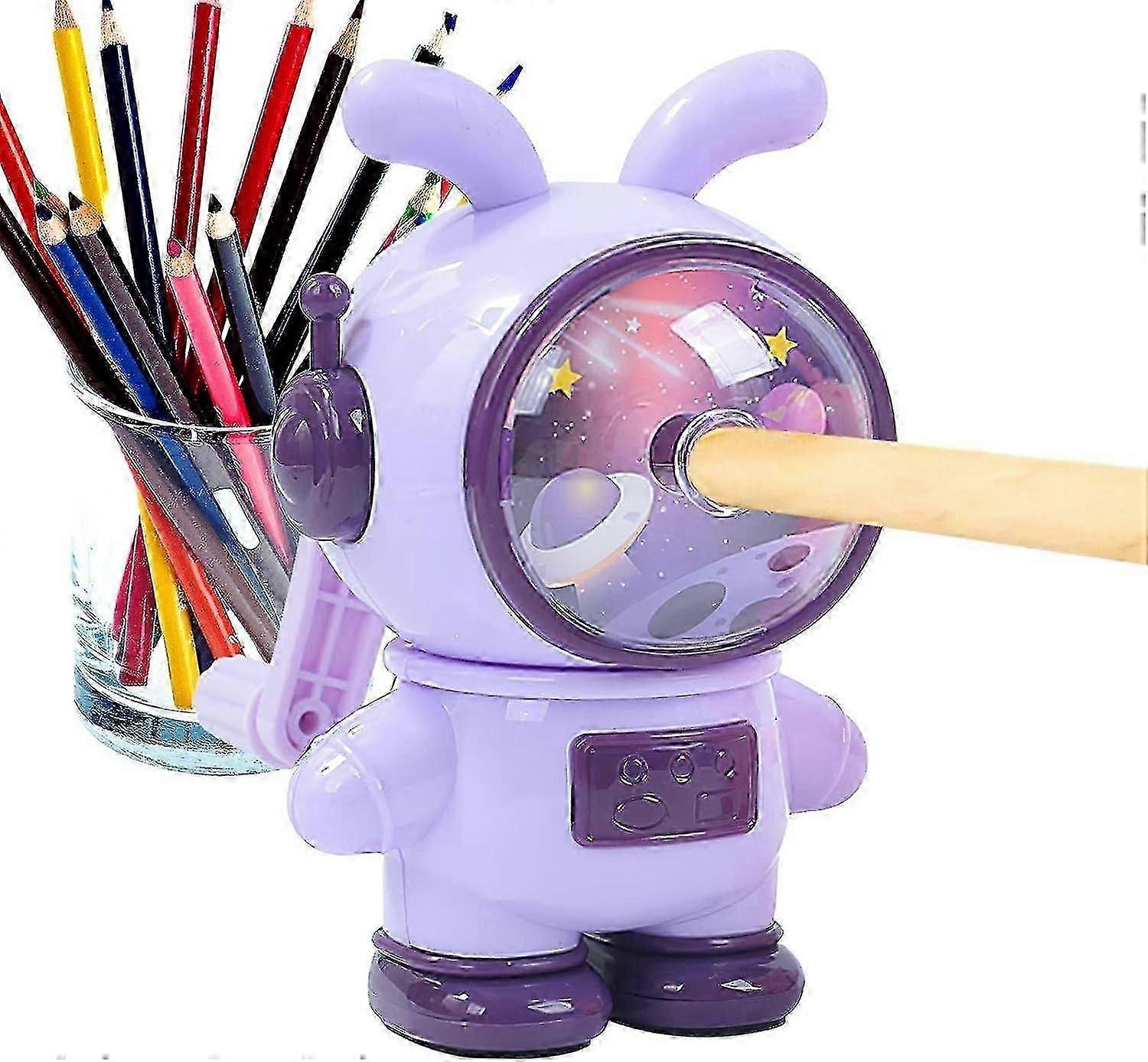 Manual Pencil Sharpener, Cute Space Rabbit Pencil Sharpener With Shavings Tray, Portable Spiral Pencil Sharpeners Schooling Gifts Zekai