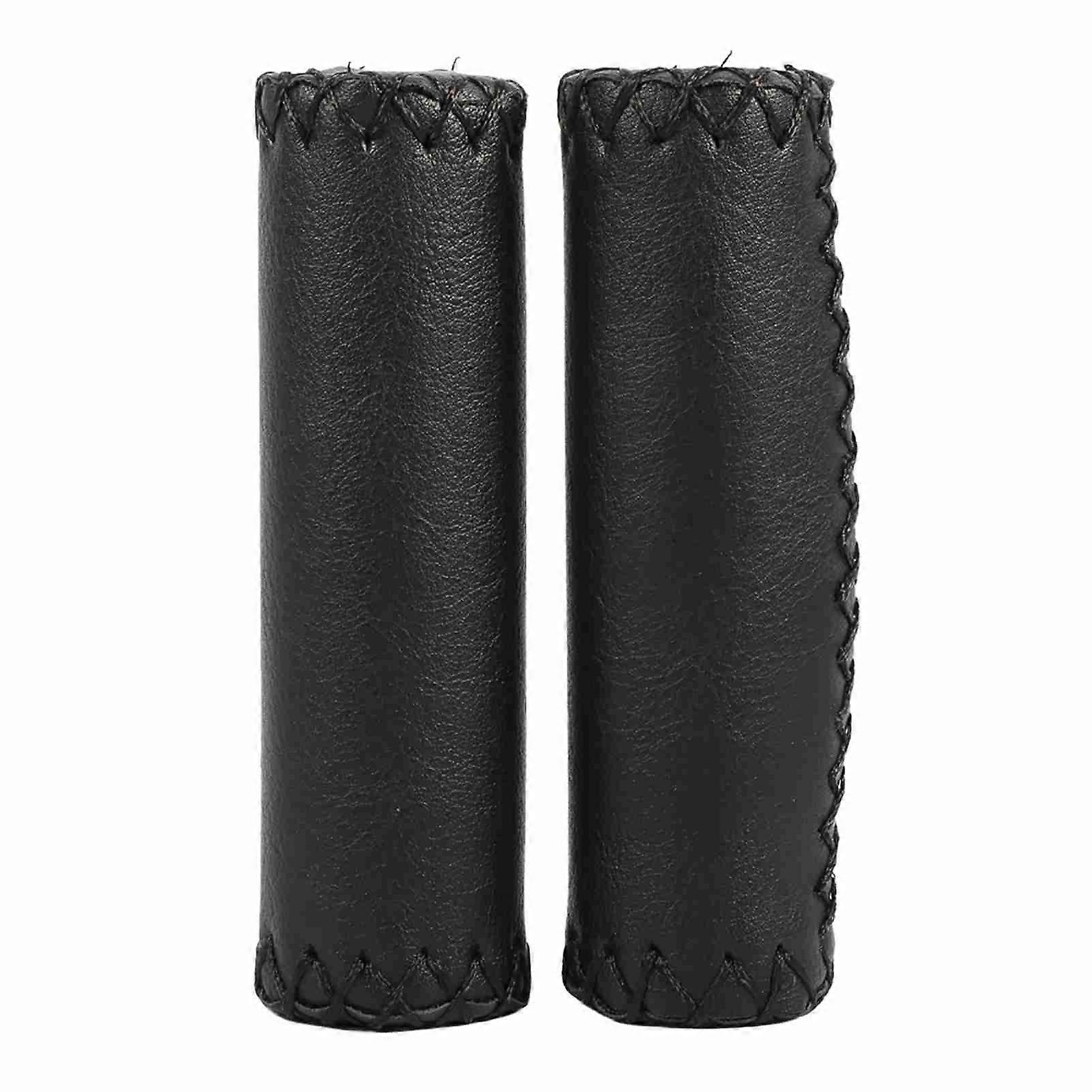 1 Pair Three Colors Retro Artificial Leather Bicycle Handlebar Grips Bike Handle Cover Grips
