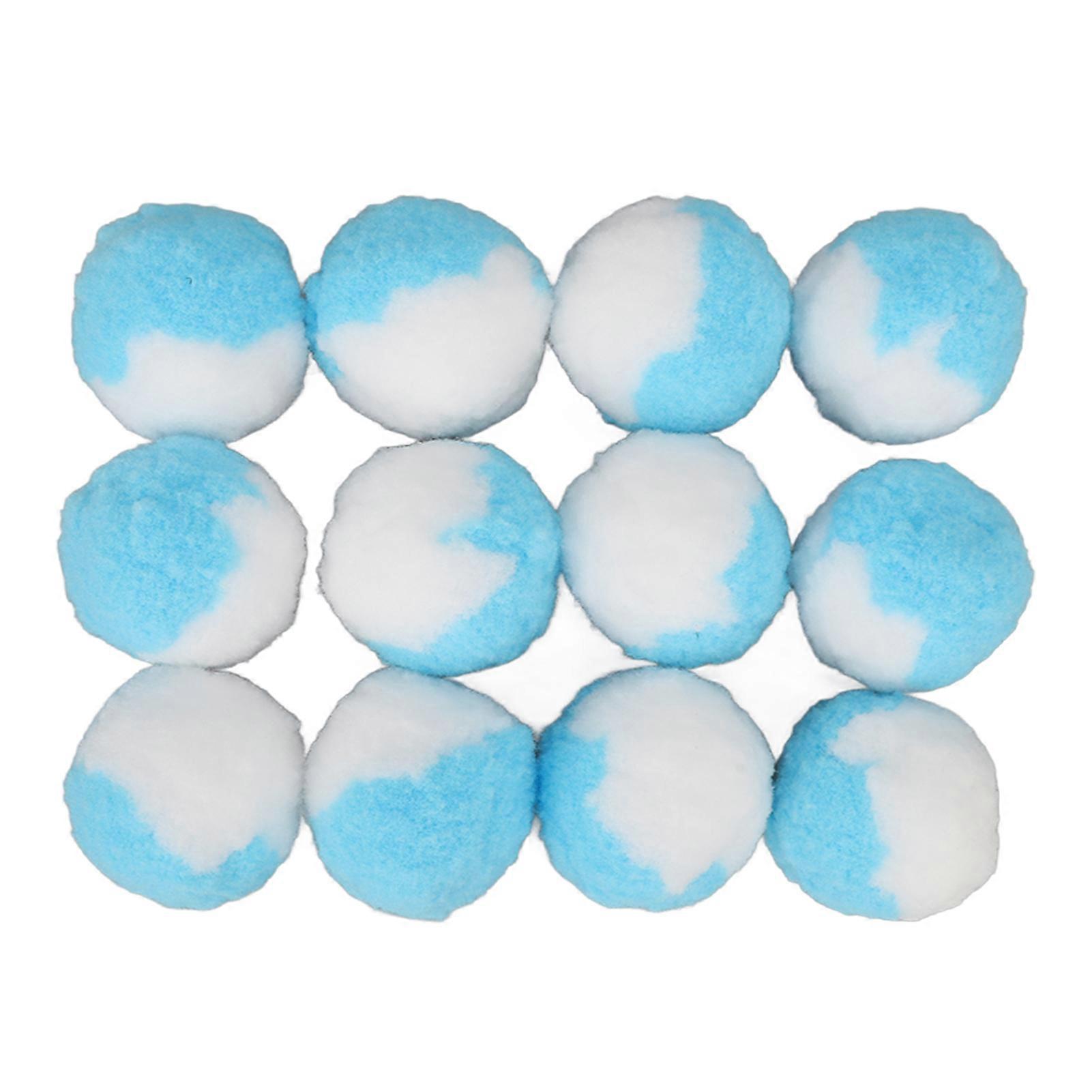 12pcs Cat Toy Balls Soft Elastic Quiet Interactive Plush Kitten Chewing Ball for Indoor Training Playing Blue