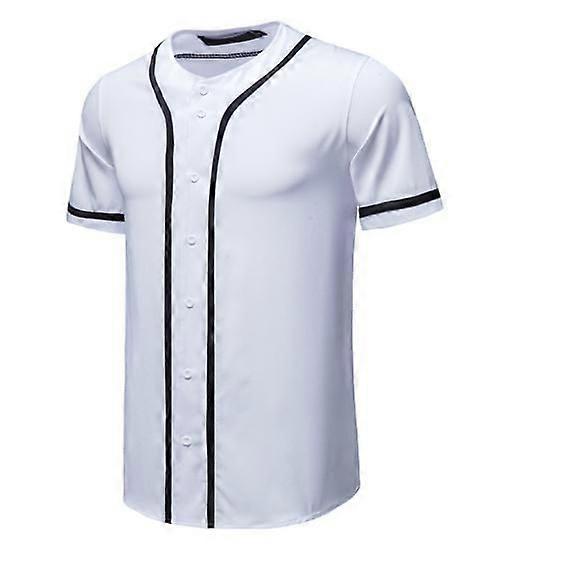 Men's Button Baseball Uniforms, Blank Softball Uniforms, Hip Hop Trendy Short Sleeve Activity Shirts greyXL