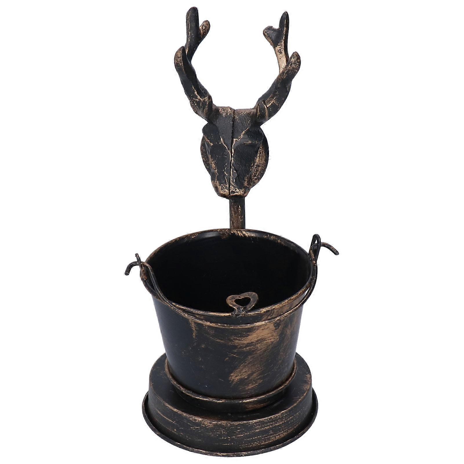 Retro Ashtray Innovative Antique Deer Head Wrought Iron Cigarette Ashtray Ornament for Home Office Bar Hotel