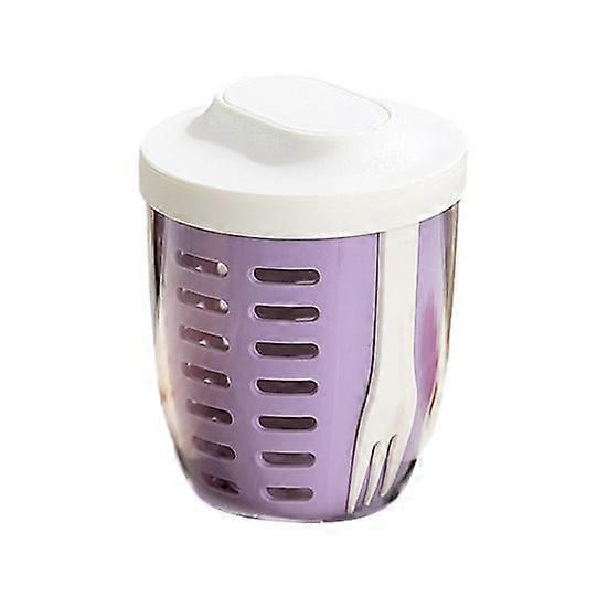 650ML Fruit Cup Double-layered Drainage Airtight Leakproof Large Capacity with Lid And Fork Salad Picnic Food Container School Lunch Work Travel Cup