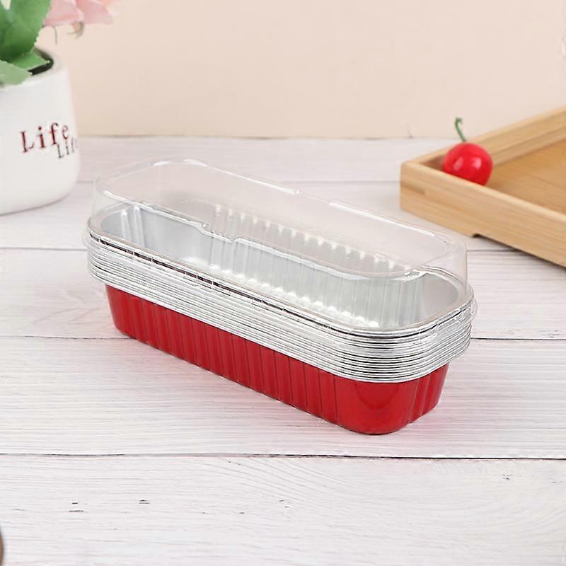 10Pcs Aluminum Foil Baking Cake Box Cupcake Baking Pan Pudding Box With Lid