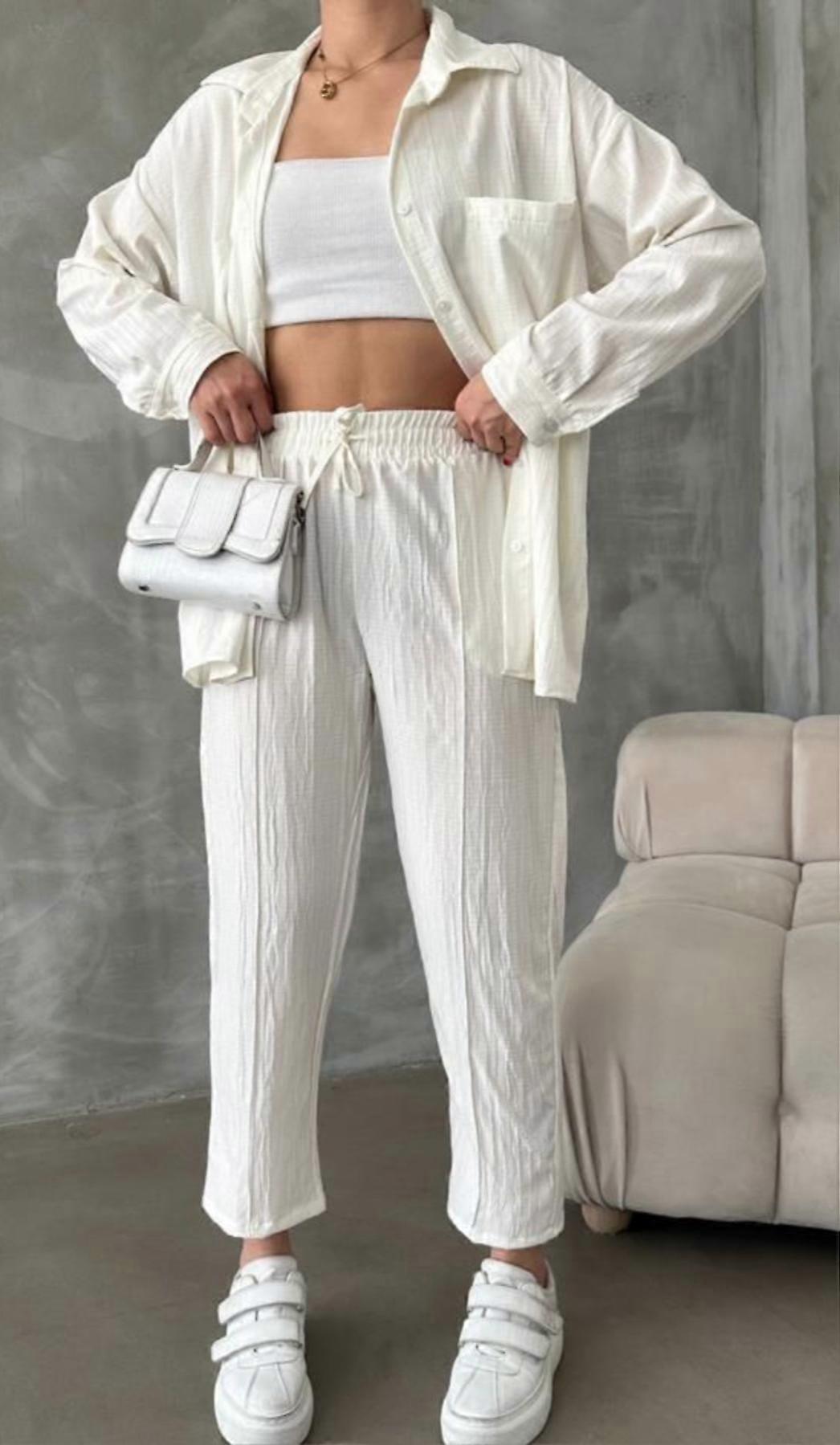 Womens Crinkle New 2 Pc Set Top/pant