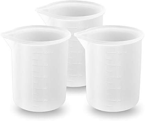 3 Pieces 100ml Silicone Measuring Cups for Resin Non-stick Mixing Cup Glue Tool, Precise Scale (3 Pieces)