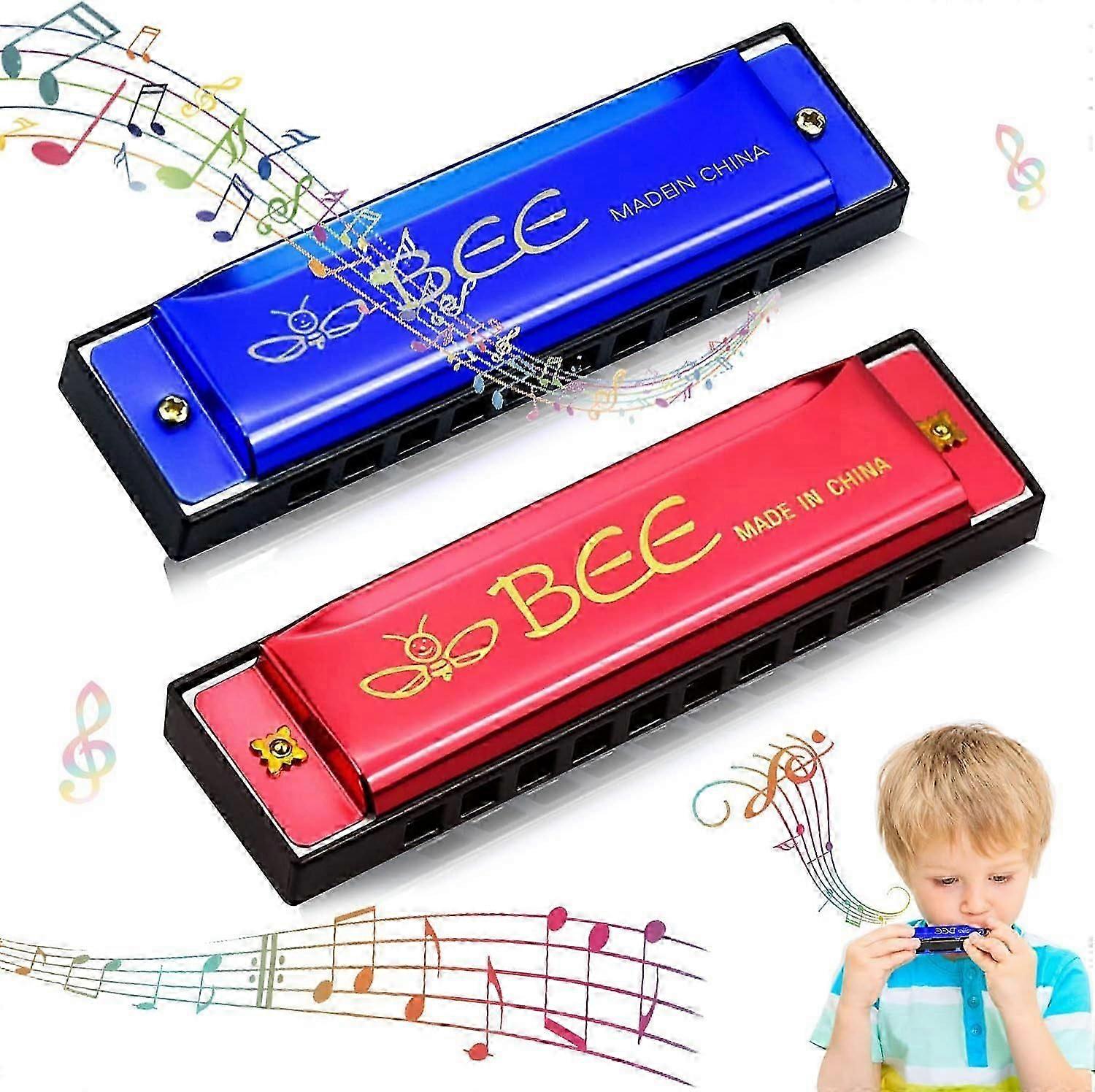 Harmonica Set - 2 Pieces in C Major 10 Hole Diatonic for Beginners