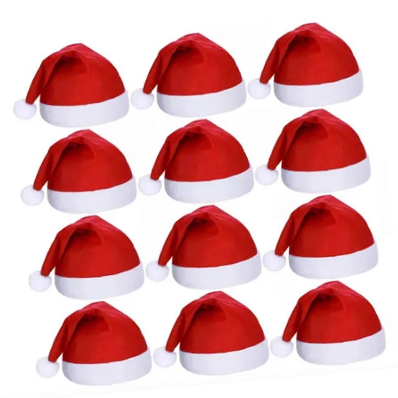 GPB 12pcs Santa Hat Xmas Holiday Hat for Adults Unisex Comfort Christmas Hats for Christmas New Year Festive Holiday Party Supplies Red