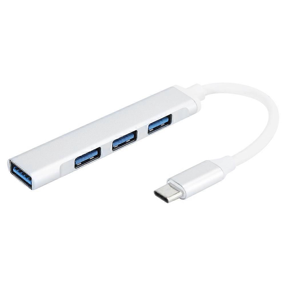 4Port USB 3.0 Hub MultiFunction Type C Splitter Extender Dock Adapter OTG PC(Silver )