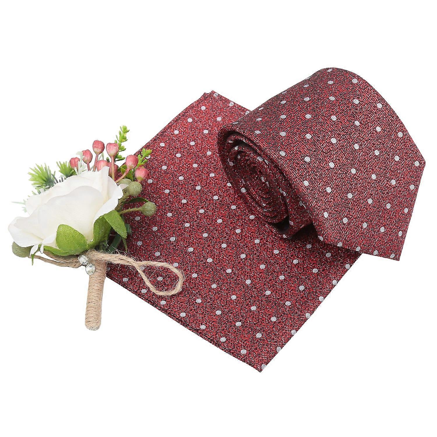 Red Melange Polka Dot Tie and Pocket Square Set