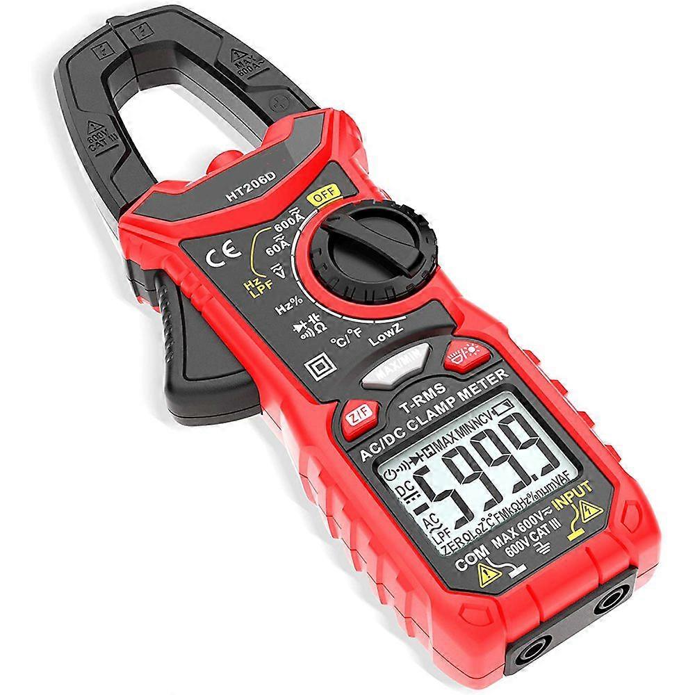 Kaiweets HT206D Stromzange, AC/DC-Messbereich: 0 A - 600 A, Digitalmultimeter mit automatischer Bereichswahl und LCD-Display mit 6000 Zählern