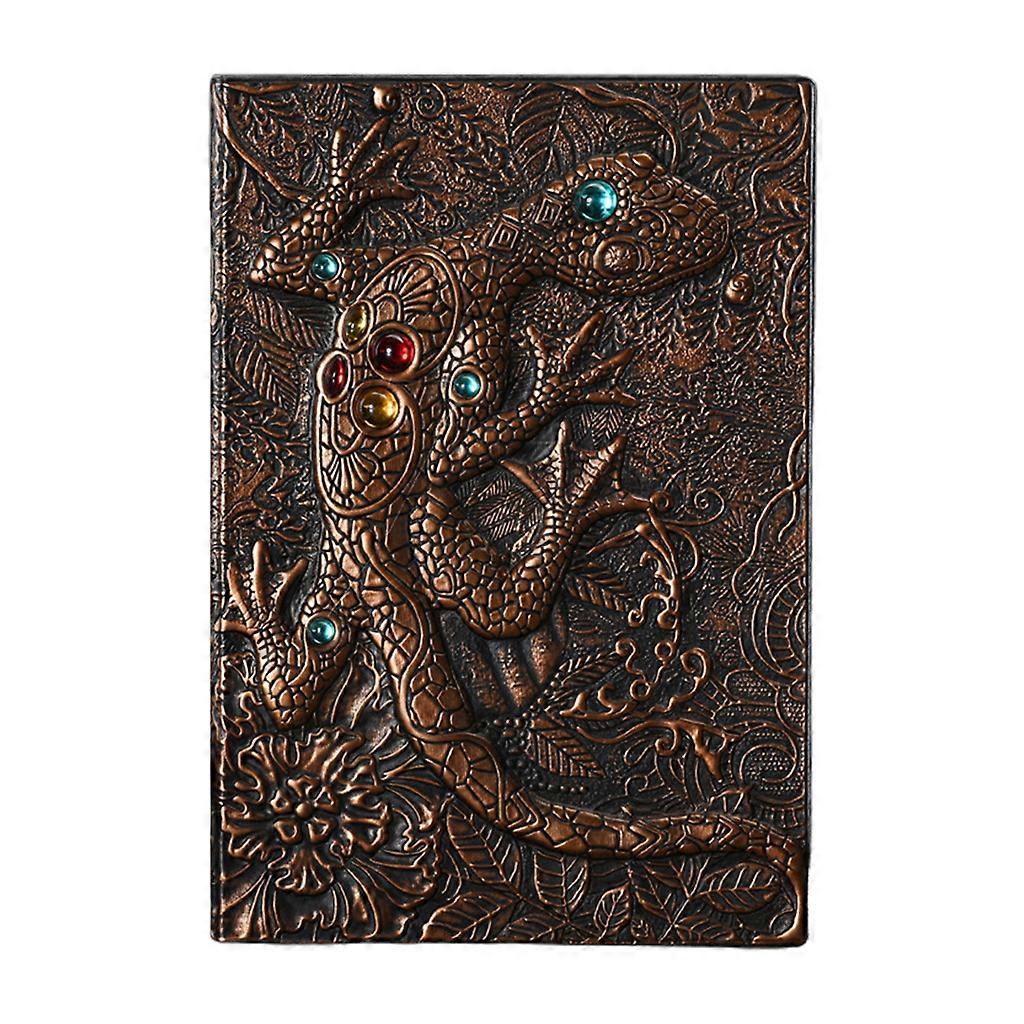 Vintage 3D Embossed Notepad Handmade Leather Journal Writing Notebook Lined Dowling Papers for Journalist Writer Teacher Red Bronze