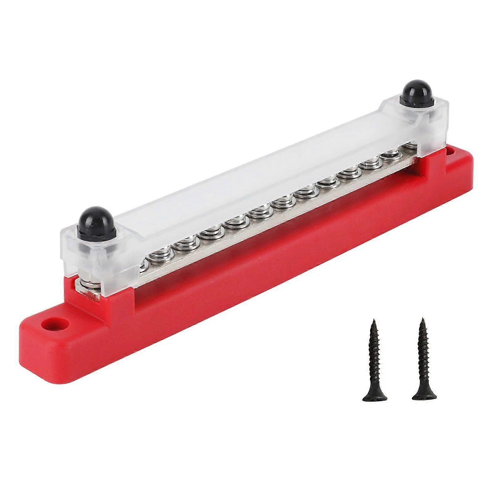 12V Terminal Block Buss Bar 1/4 Inch M6 Stud 150A Electrical Power Distribution Block Bus Bar for Truck Boat Camper RV Caravan