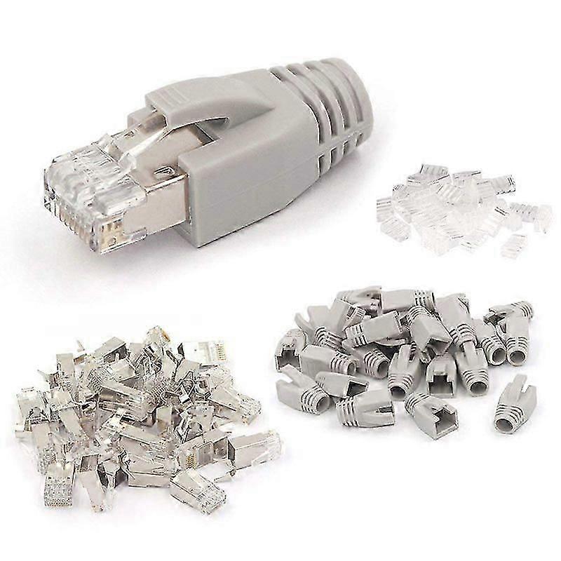 suitable for 20 Pack CAT7 Shielded RJ45 Connector Cat6A Cat7 RJ45 Modular Plug with Load Bar and RJ45 Strain Rel-FO SHAN RAN WANG