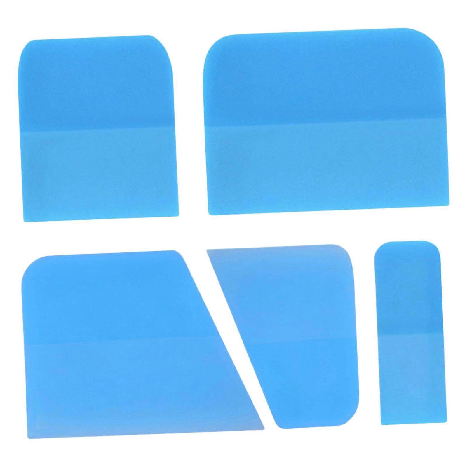 5pcs Multiple Shaped TPU Squeegees Car Detailing Tool Flexible Tool for Car Film Application & Household Cleaning Needs Blue