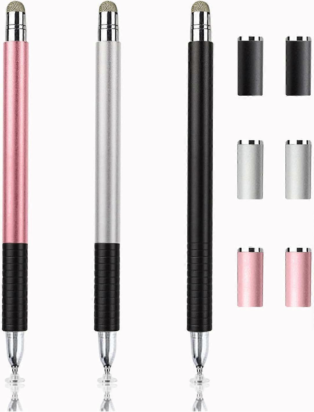 Disc Stylus Pen (3 Pack), Universal 2 in 1 Fine Tip Disc Stylus Pens for iPad Samsung Huawei/Android/Tablet and All Capacitive Touch Screens