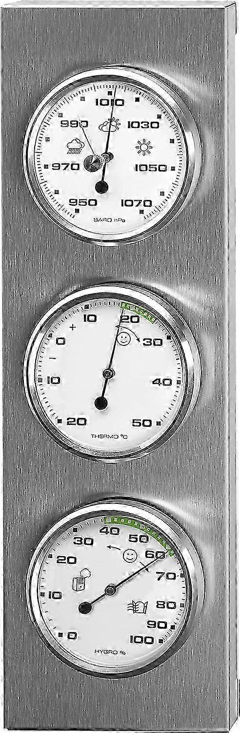 THB197 Stainless Steel Weather Station with Thermometer, Barometer and Hygrometer Edition