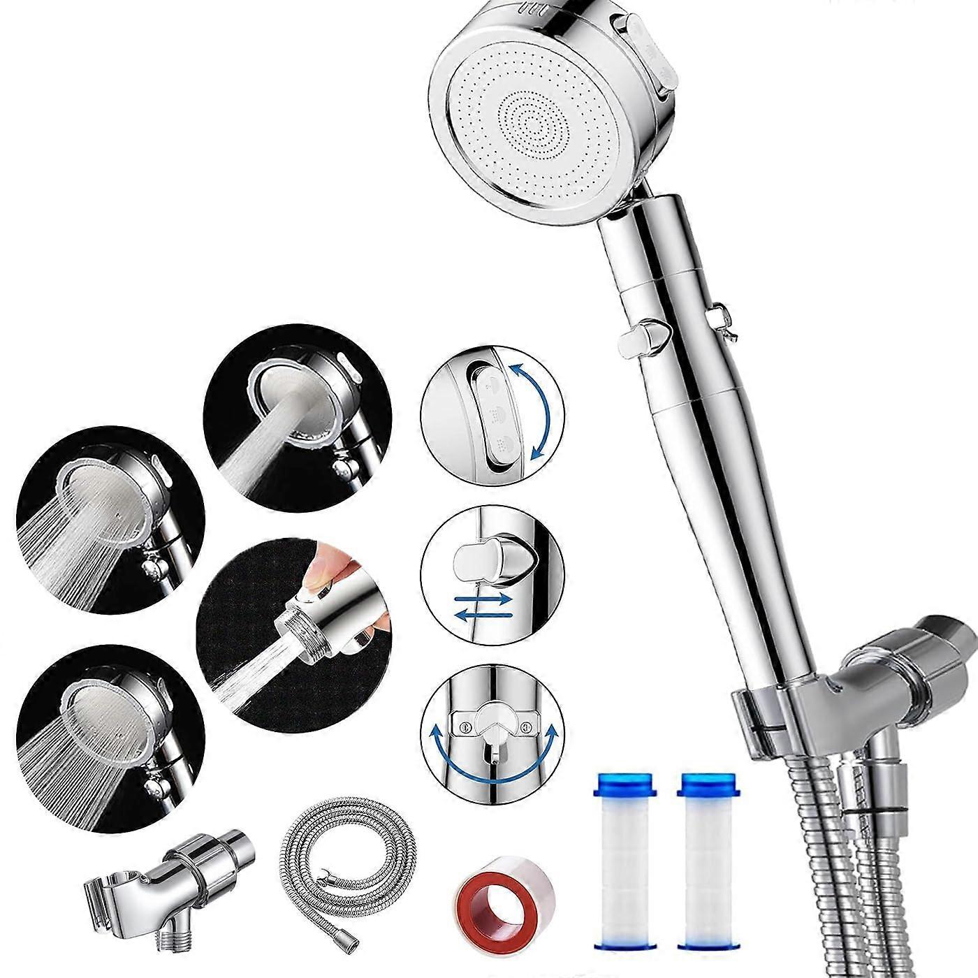 Open/Closed Switch Hand Shower with Flow Regulation, Adjustable Pressure, Chrome Finish, Easy Install for Standard Shower Systems