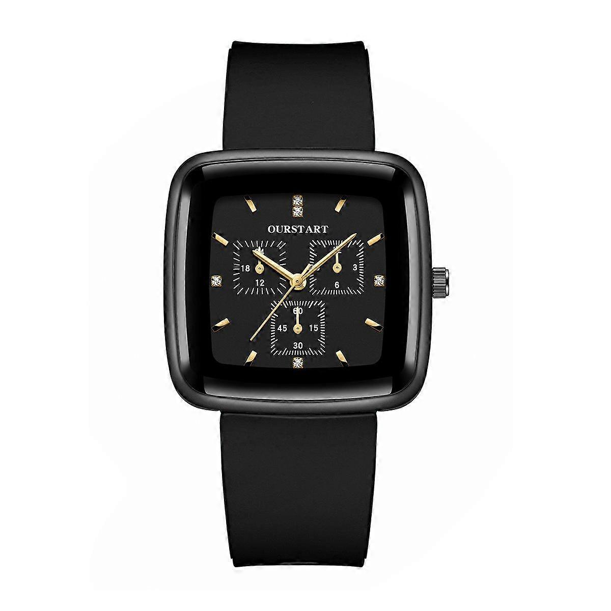 OURSTART Temperament Simple Alloy Silicone Quartz Watch