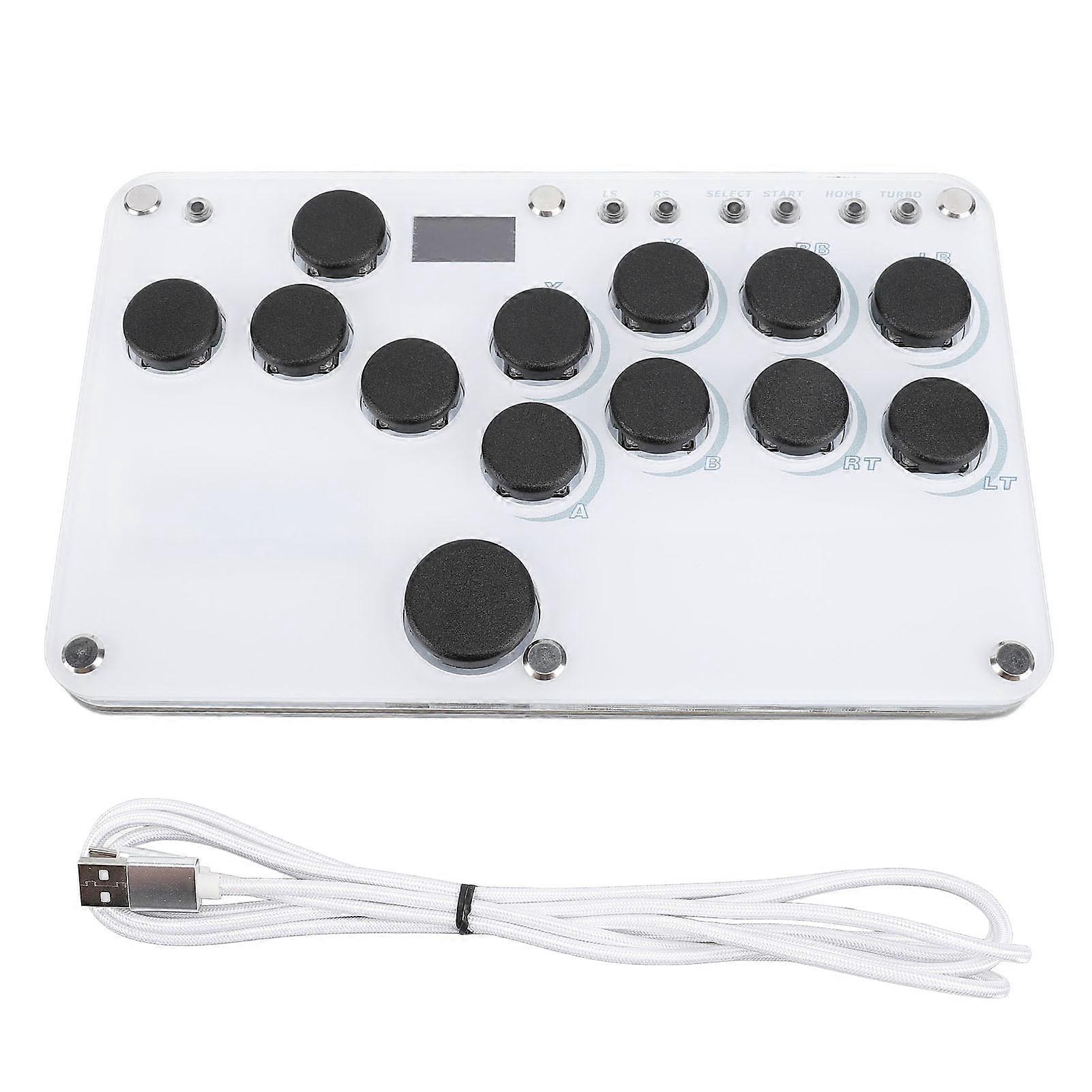 Fight Gaming Controller with Turbo RGB Frosted Black Keycaps 13 Keys Supports Hot Swap SOCD Street Game Keyboard PC for MD Mini Universal