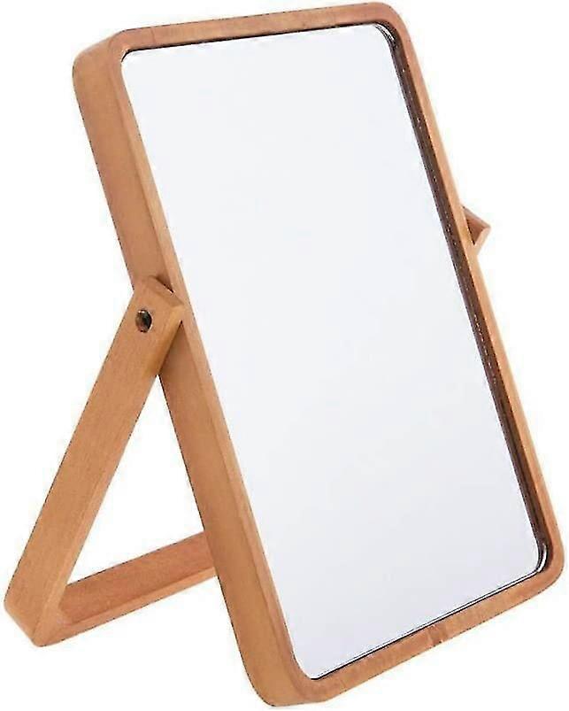 Wooden Desk Mirror Makeup Mirror Desk Mirror With Stand Folding Hd Rectangular Freestanding Bathroom Mirror Desk Mirror With Stand (yellow)