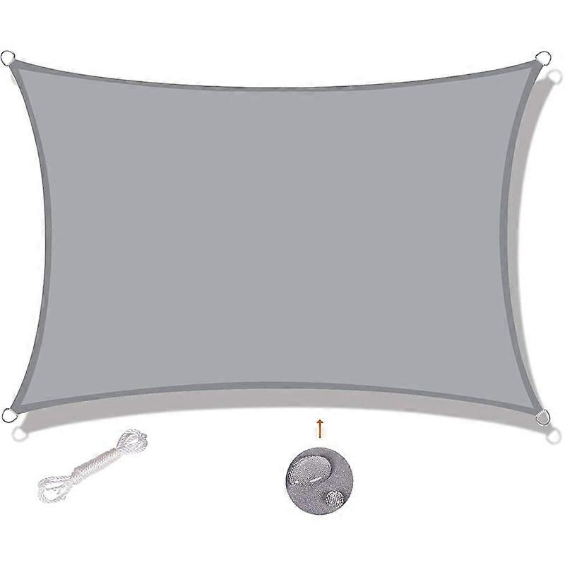 Rectangular shade sail, 2x4m, waterproof and UV resistant, gray