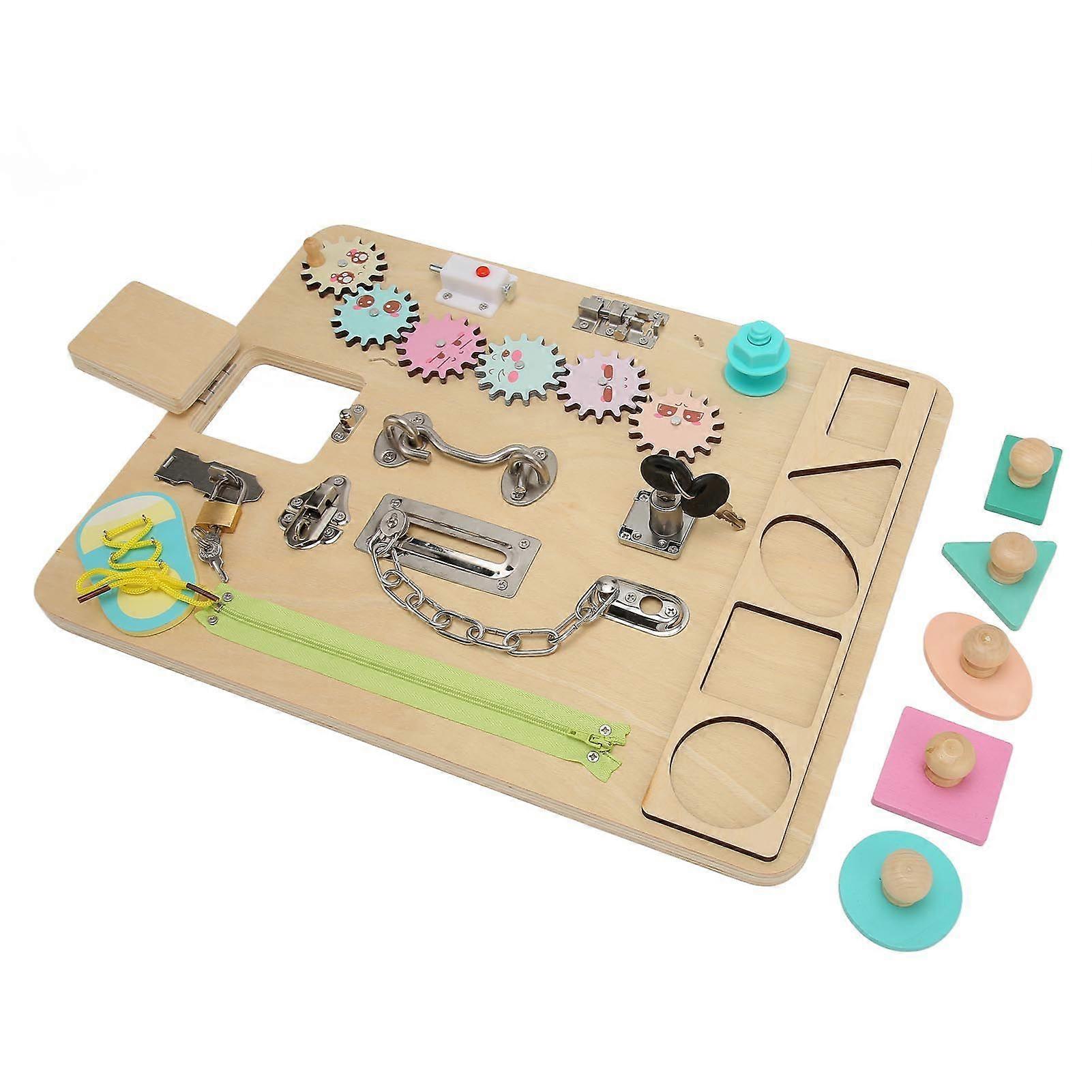 Toddler Skill Board Unlocking Theme Hand Eye Coordination Thickened Wood Sensory Board for Education Learning Family
