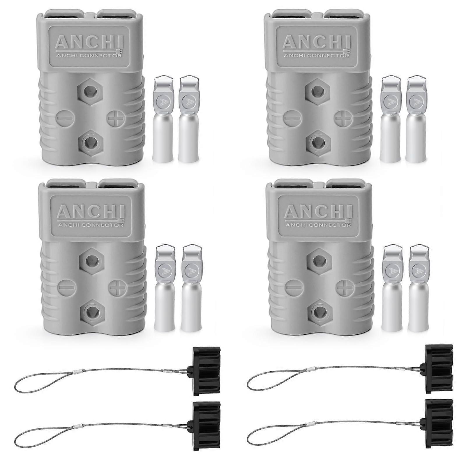 4PC Grey 175 Amp Power Quick Disconnect Connector for Recovery Winch and Towing Systems, Heavy-Duty Compatibility