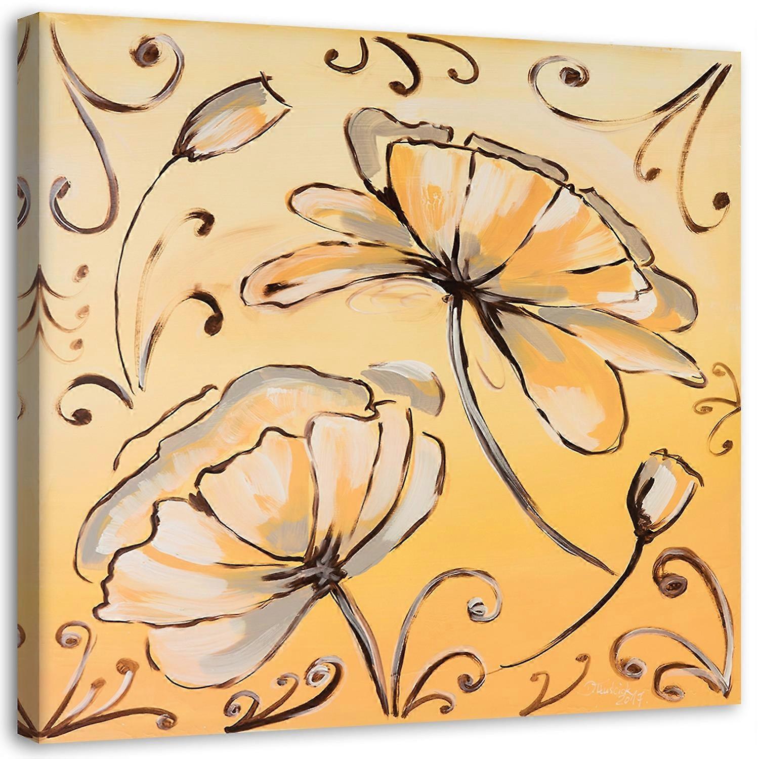 Lienzo, Flores amarillas - 30x30