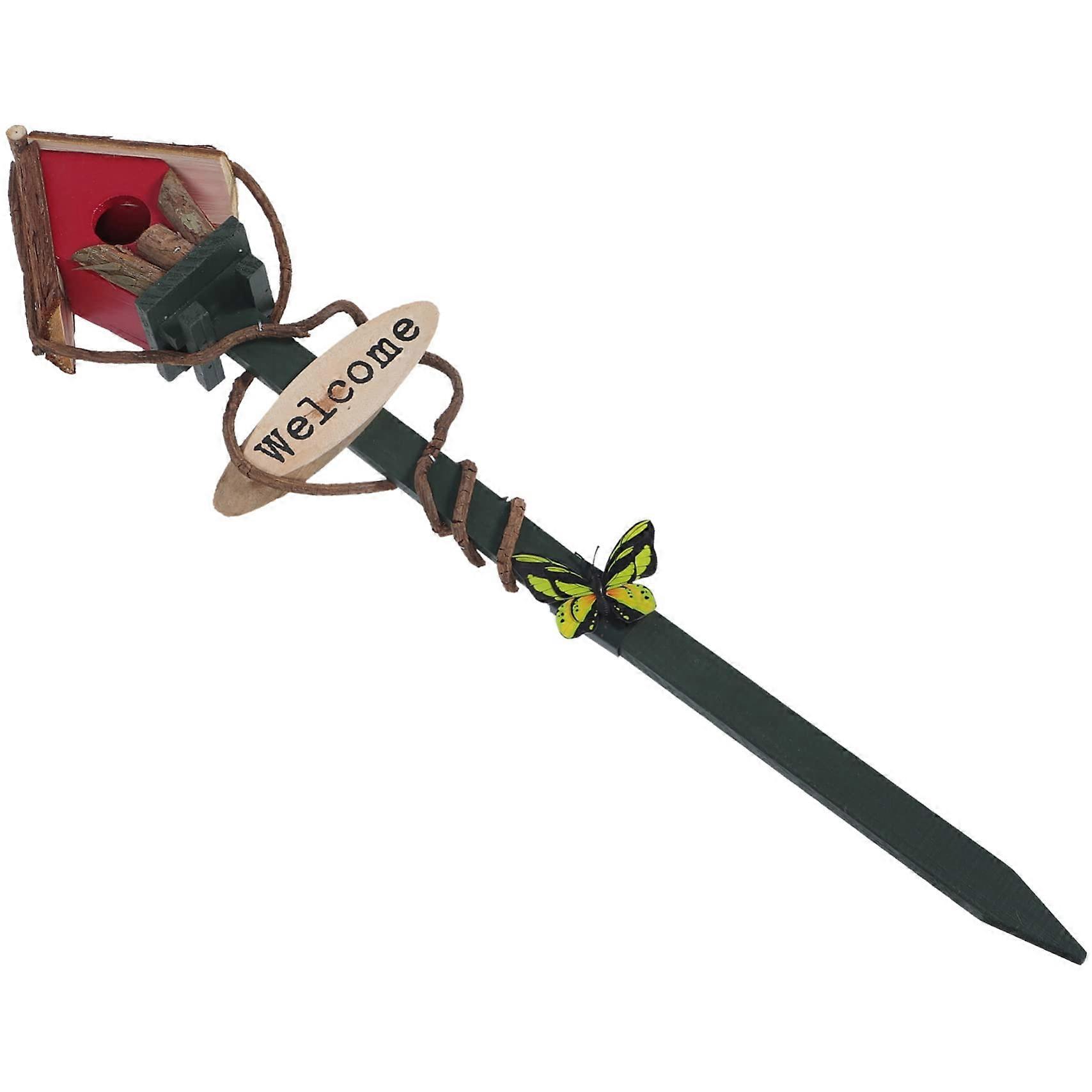 Garden Bird House Decoration - Outdoor Bird Nest Stake for Home and Backyard Decor, Random Color Patterns, Durable Design