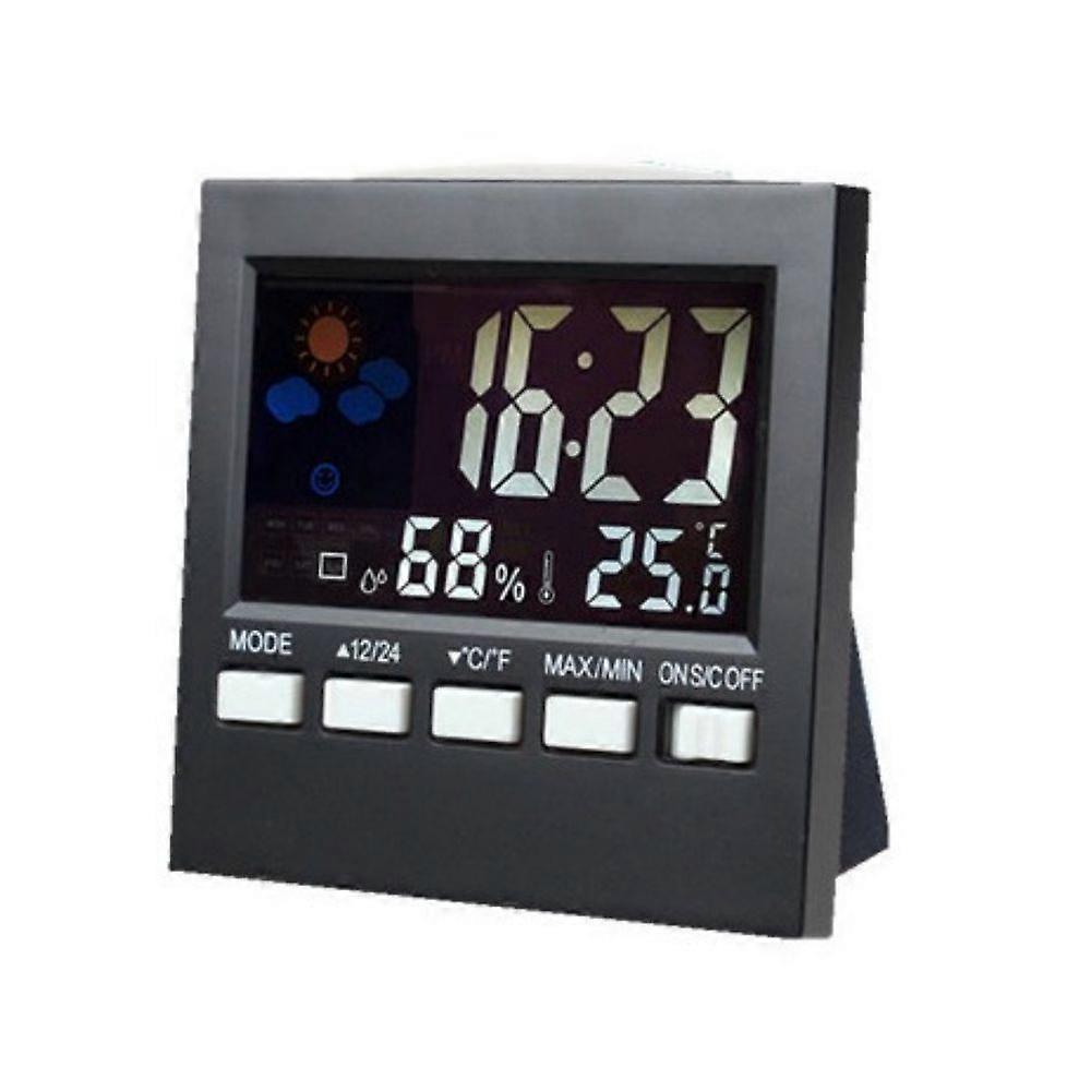 Digital Thermometer Hygrometer Alarm Clock with LCD Display Indoor Thermometer with Accurate Temperature and Humidity Sensor Indoor