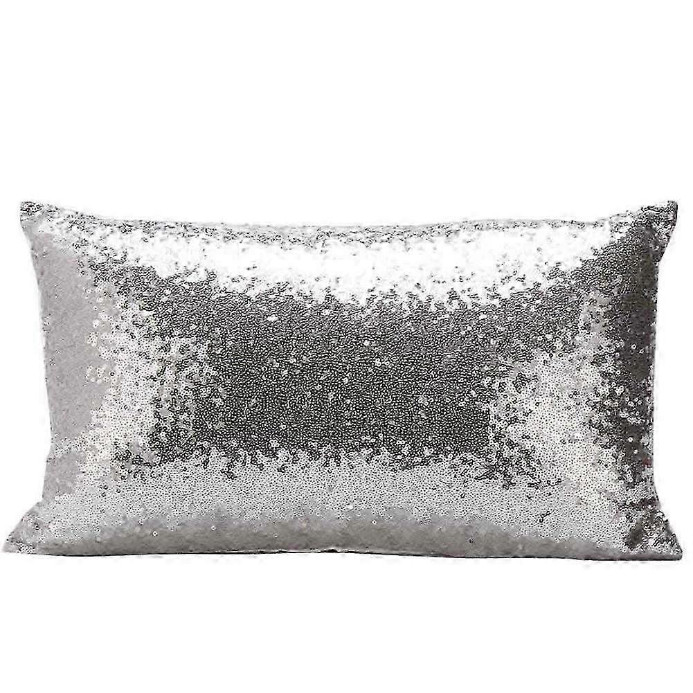 Rectangle Pillowcase,Solid Color Glitter Sequins Throw Pillow Case Cafe Home Decor Car Sofa Cushion