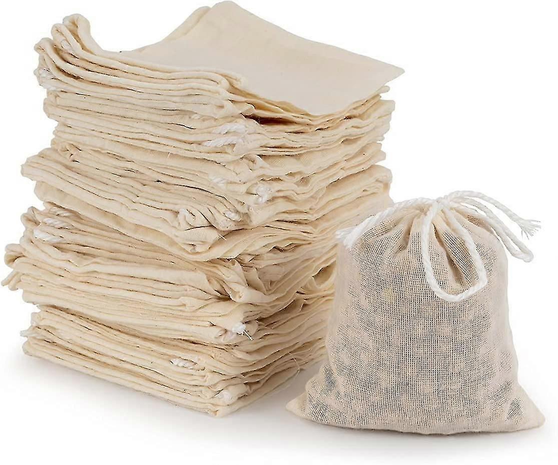 50 bomullsposer, gjenbrukbare tesilposer med snor (8 x 10 cm) (C-G-3)