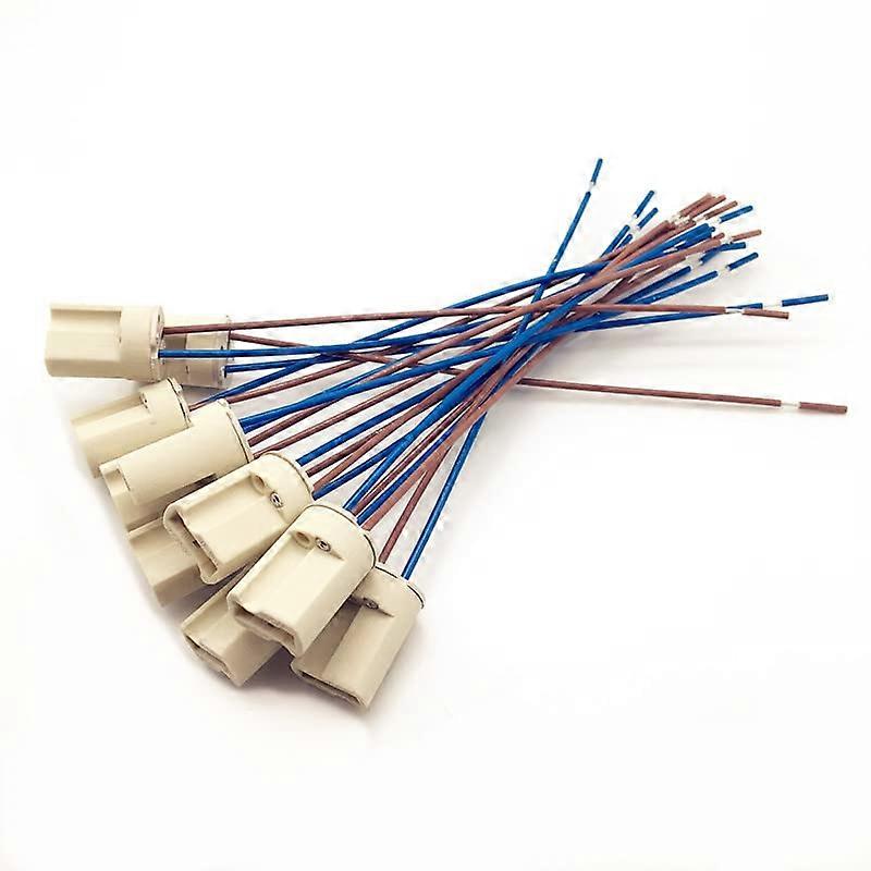 Ceramic Lampholder G9 Base, 100 Pcs Pack, Small Size, Blue-Brown High-Temperature Wire, 21cm