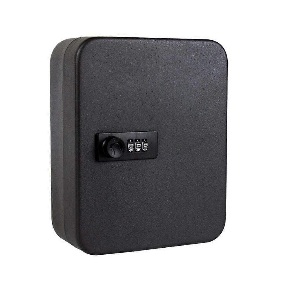 Key Cabinet Steel with 20 Key Tags, Security Lock Box with Combination Lock, Wall Mounted Black Key Safe (20 Keys)