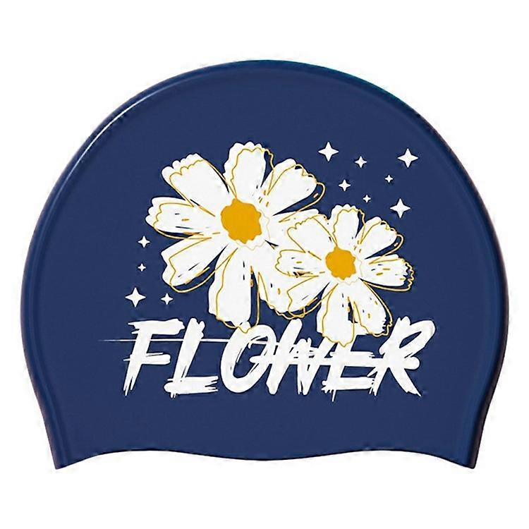 stylová tištěná dámská silikonová plavecká čepice s vysokou elasticitou dlouhé vlasy plavecká potápěčská čepice, 24x20cm