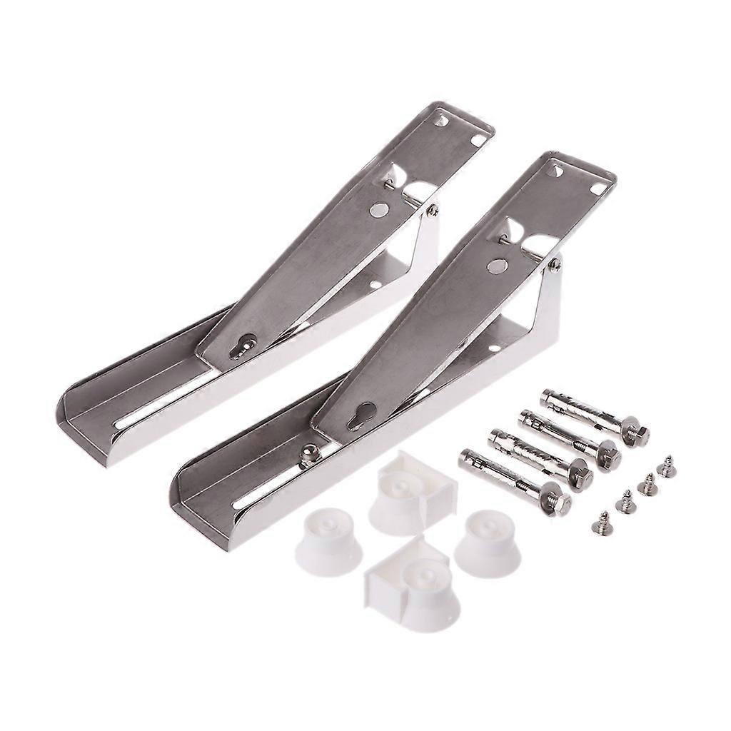 2pieces Easy to Install Stainless Steel Bracket Microwave Oven Stretch Sturdy Foldable Rack Shelf for Kitchen