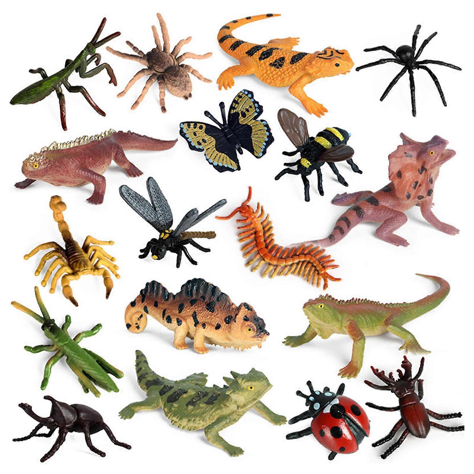 Insect Figurine Simulation Lizard Spider Interactive Realistic Reptile Animal Model Learning Props for Boys Girls 18pcs
