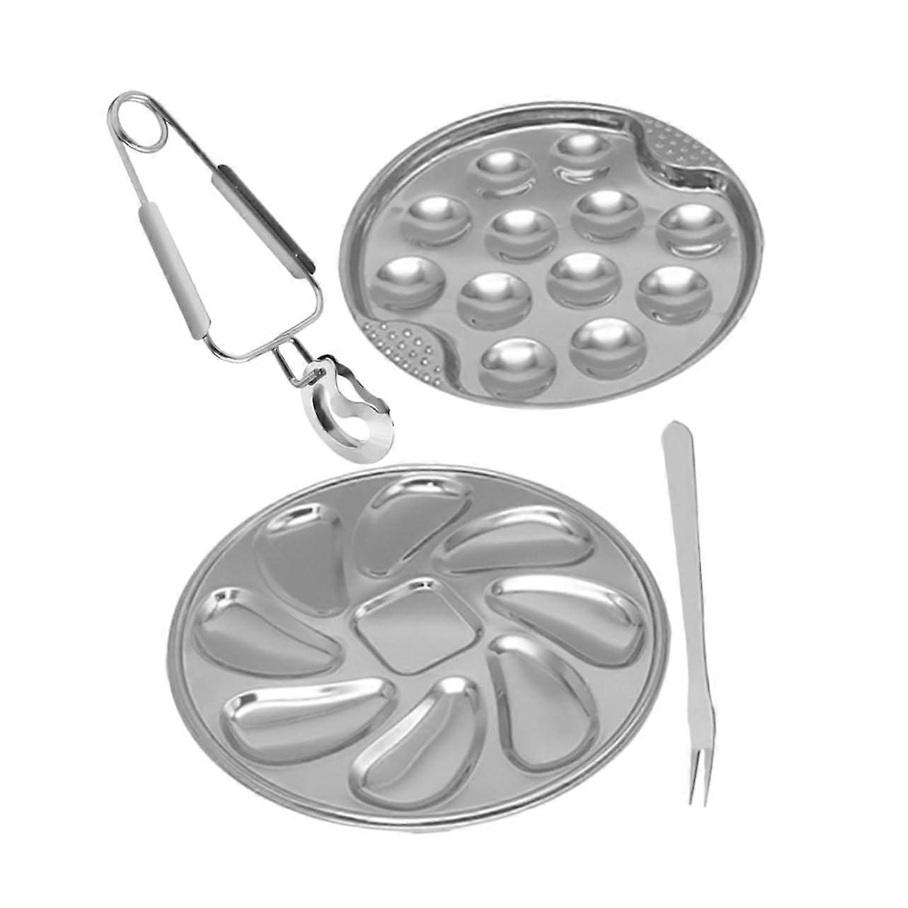 Oyster Shell Plate, Slotted Seafood Platter, Heating Plate For Snails And Oysters, Dishwasher & Microwave Safe, 1 Set