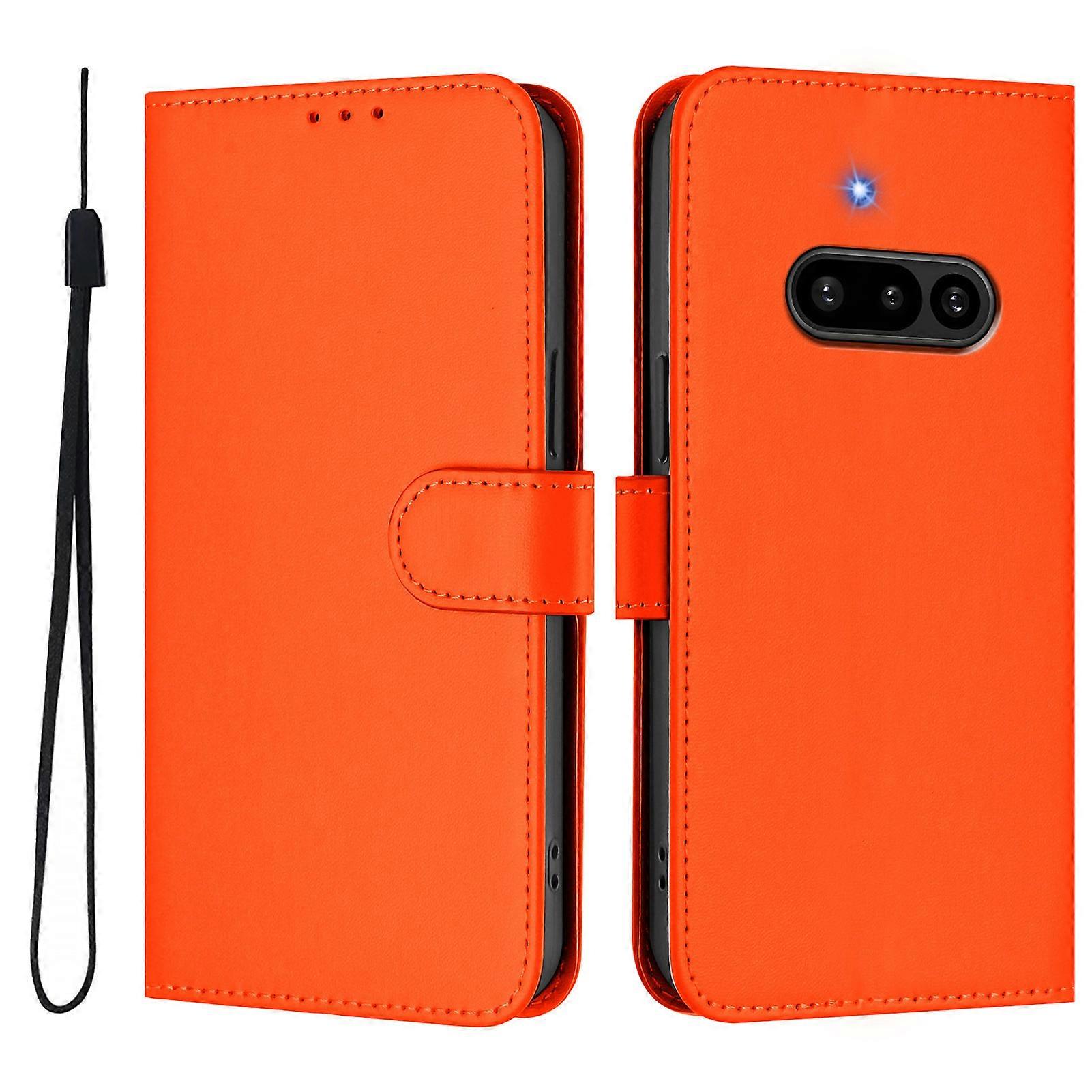 Compatible For Nothing Phone (3a) Case Solid Color Wallet Leather Phone Cover with Strap