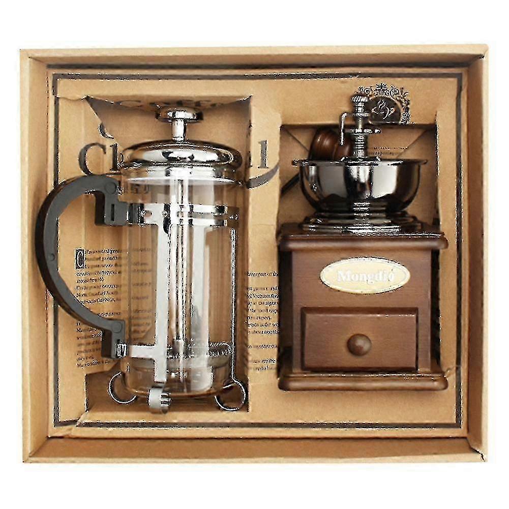 French Press Coffee Maker with Bean Grinder Set - Perfect Gift for Coffee Lovers