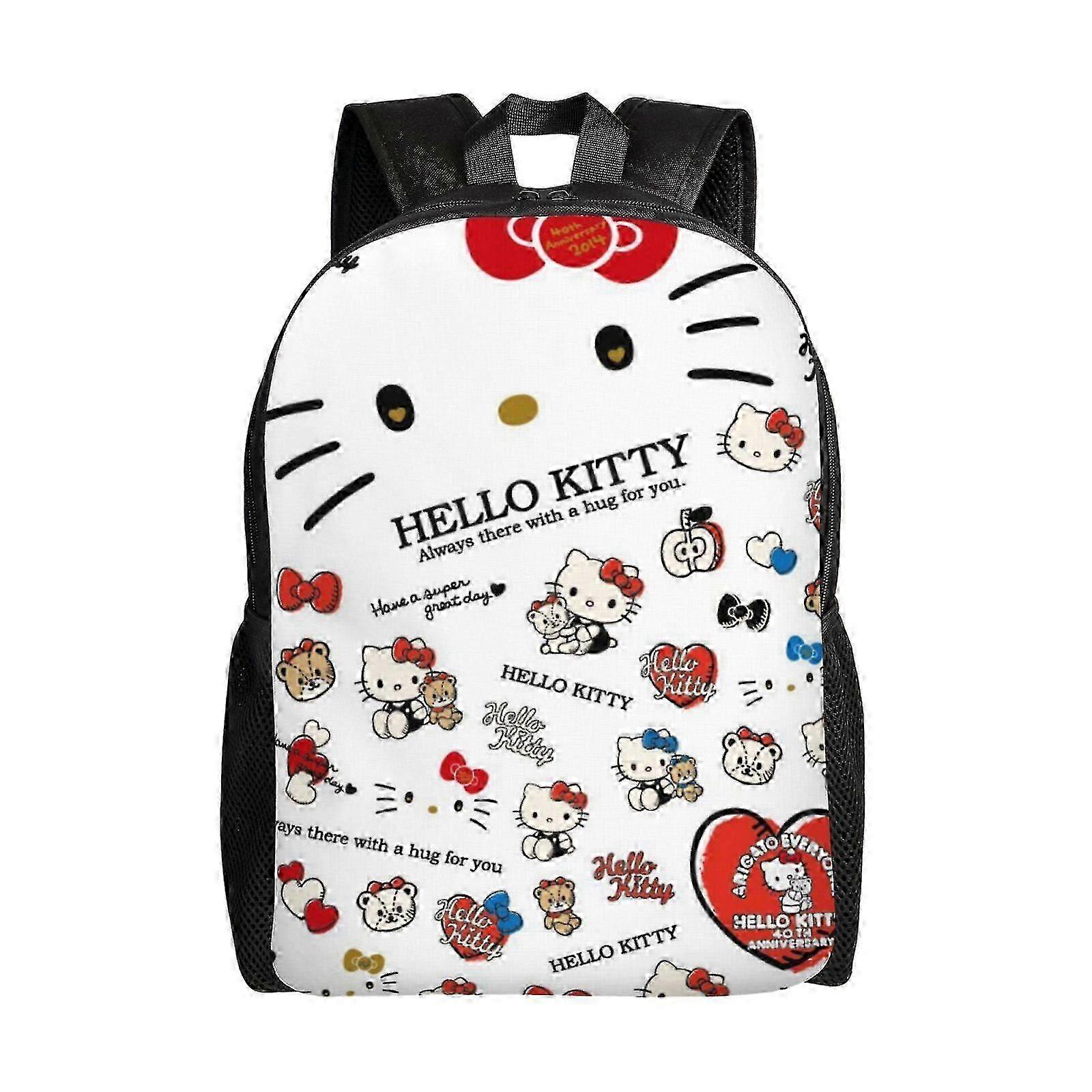 ハローキティスタイルバックパック、トラベルラップトップキャリア、耐水性大学スクールコンピューターバッグ、耐久性の高いデザイン