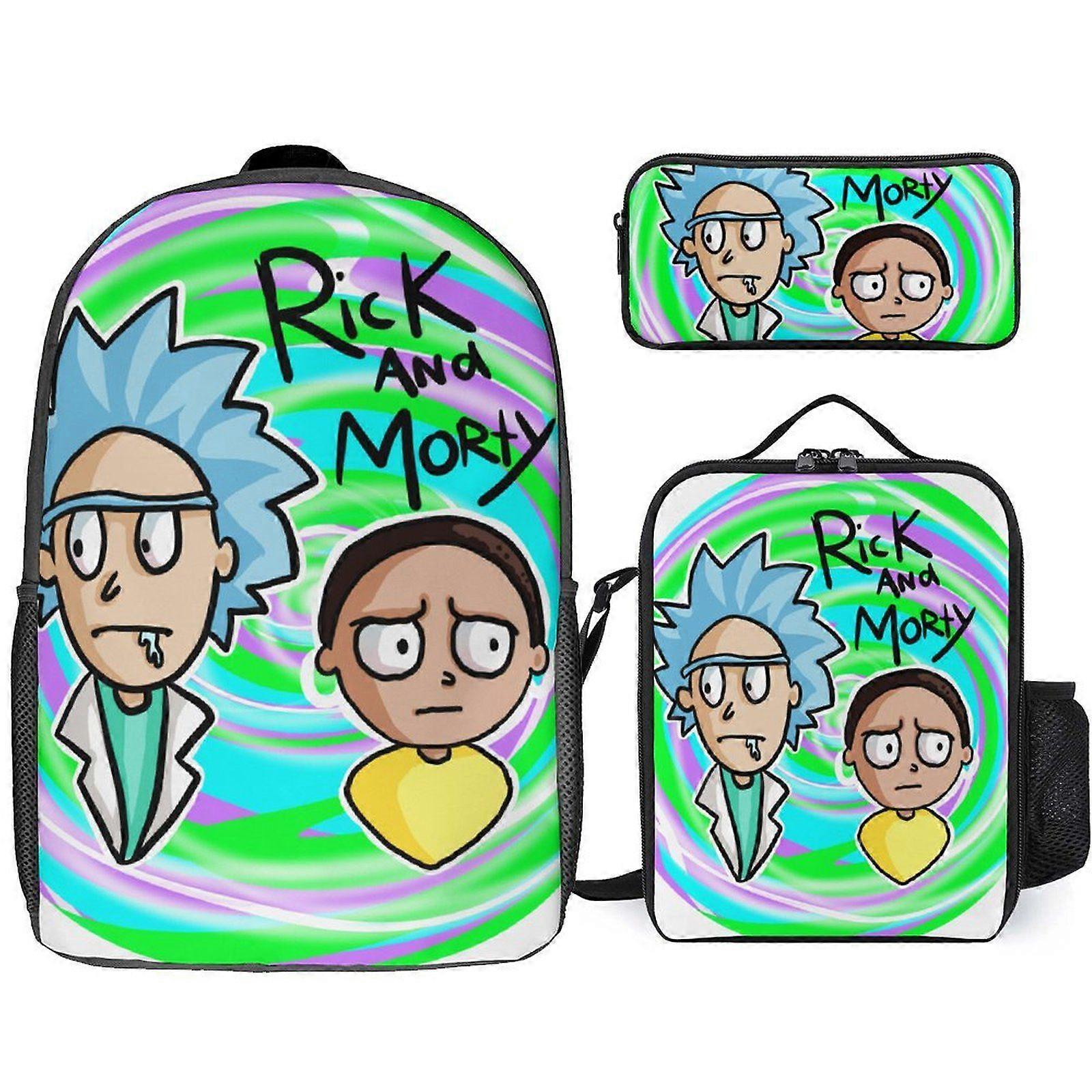 q283 Rick and Morty Season Backpack Academic Prodigy Set High Performance School Three Piece Combo e283